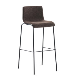 Tabouret de bar Hoover, tissu, piètement à 4 pieds, noir/marron