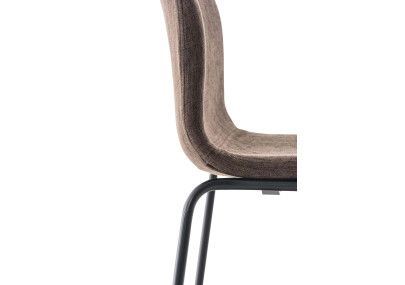 Tabouret de bar Hoover, tissu, piètement à 4 pieds, noir/marron