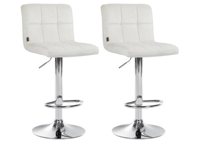 Ensemble de 2 tabourets de bar en velours Pérou, chromés et crème