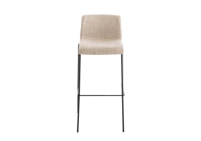 Tabouret de bar Hoover, tissu, piètement à 4 pieds, noir/crème