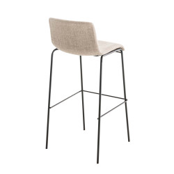 Sgabello da bar Hoover, tessuto, struttura a 4 gambe, nero/crema