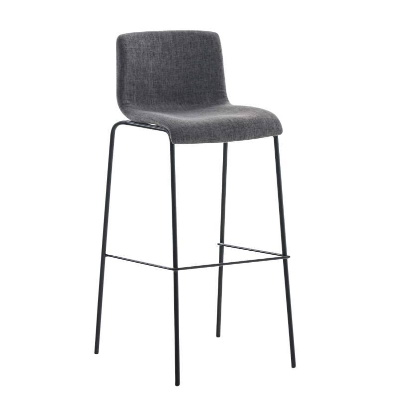Tabouret de bar Hoover, tissu, piètement à 4 pieds, noir/gris clair