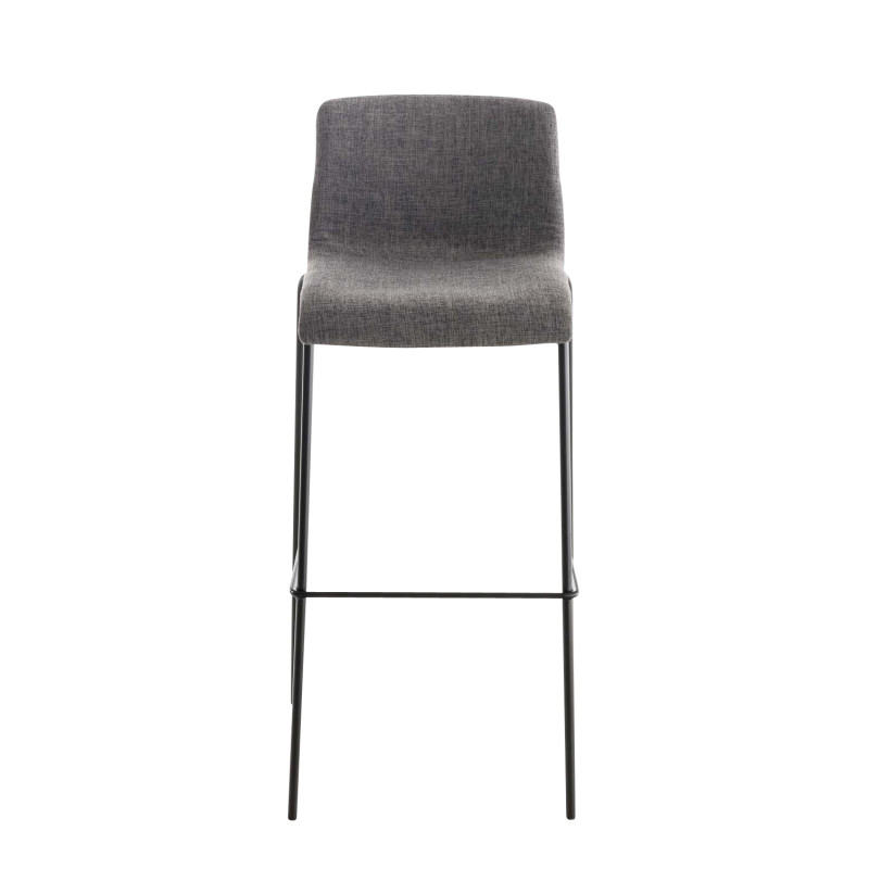 Tabouret de bar Hoover, tissu, piètement à 4 pieds, noir/gris clair