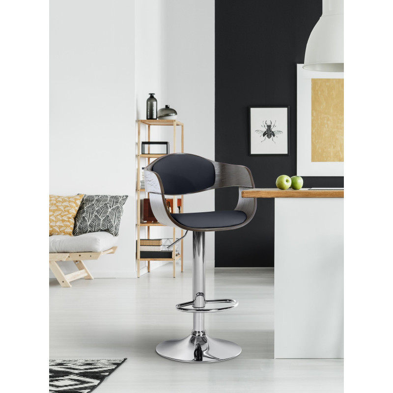 Tabouret de bar Kingston C noir/gris
