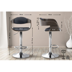 Tabouret de bar Kingston C noir/gris