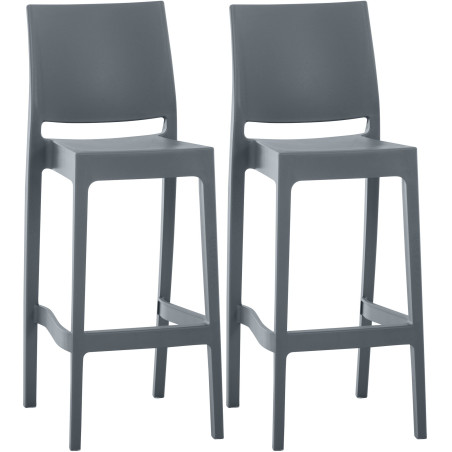 Conjunto de 2 banquetas de bar Maya, cinza escuro