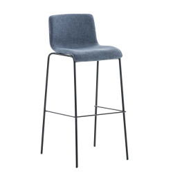 Lot de 2 tabourets de bar Hoover, en tissu, piètement à 4 pieds, noir/bleu