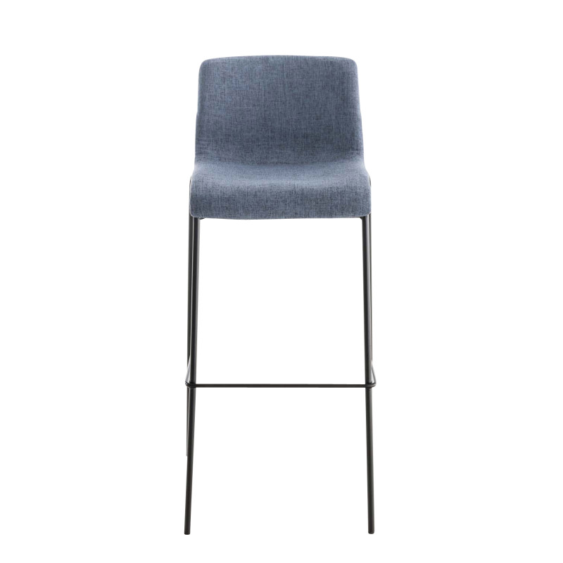 Lot de 2 tabourets de bar Hoover, en tissu, piètement à 4 pieds, noir/bleu