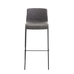 Lot de 2 tabourets de bar Hoover, revêtement en tissu, piètement à 4 pieds, noir/gris clair