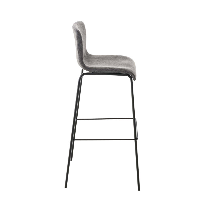 Lot de 2 tabourets de bar Hoover, revêtement en tissu, piètement à 4 pieds, noir/gris clair