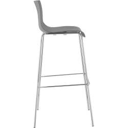 Conjunto de 2 banquetas de bar Hoover, em plástico, com estrutura de 4 pés, na cor cinza cromado.