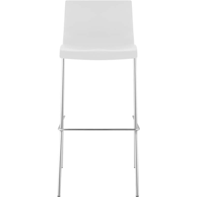 Juego de 2 taburetes de bar Hoover, de plástico, con estructura de 4 patas, color blanco cromado.