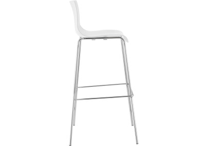 Juego de 2 taburetes de bar Hoover, de plástico, con estructura de 4 patas, color blanco cromado.