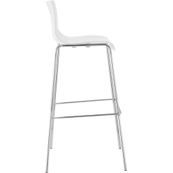 Lot de 2 tabourets de bar Hoover, en plastique, structure à 4 pieds, chromés blanc