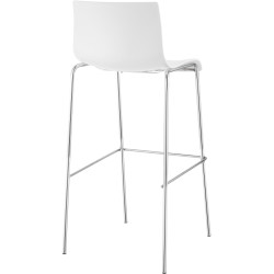 Lot de 2 tabourets de bar Hoover, en plastique, piètement à 4 pieds, blanc chromé