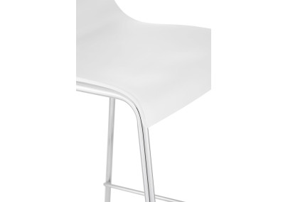 Juego de 2 taburetes de bar Hoover, de plástico, con estructura de 4 patas, color blanco cromado.