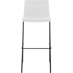 Lot de 2 tabourets de bar Hoover, en plastique, à 4 pieds, noir et blanc.