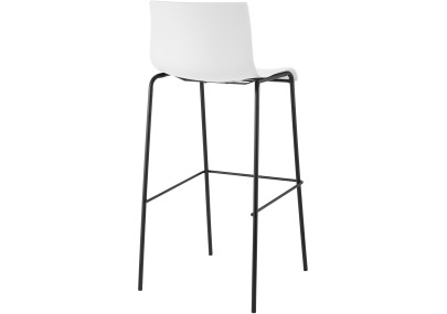 Juego de 2 taburetes de bar Hoover, de plástico, con estructura de 4 patas, blanco y negro.