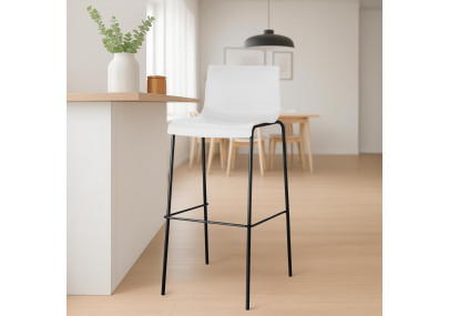 Set di 2 sgabelli da bar Hoover, in plastica, struttura a 4 gambe, nero/bianco