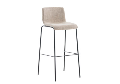 Ensemble de 2 tabourets de bar Hoover, en tissu, piètement à 4 pieds, noir et crème