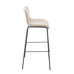 Juego de 2 taburetes de bar Hoover, tapizados en tela, con estructura de 4 patas, en color negro y crema.