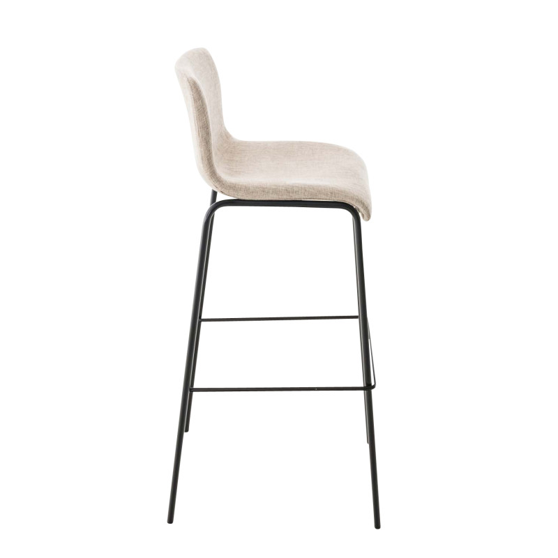 Ensemble de 2 tabourets de bar Hoover, en tissu, piètement à 4 pieds, noir et crème