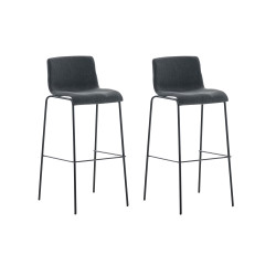 Lot de 2 tabourets de bar Hoover, revêtement en tissu, piètement à 4 pieds, noir/gris foncé