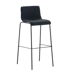 Conjunto de 2 banquetas de bar Hoover, estofadas em tecido, com estrutura de 4 pés, na cor preta.