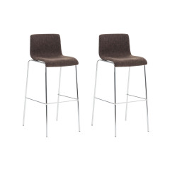 Set di 2 sgabelli da bar Hoover, tessuto, struttura a 4 gambe, marrone cromato