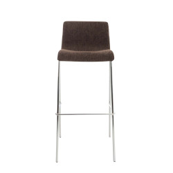 Ensemble de 2 tabourets de bar Hoover, tissu, piètement à 4 pieds, chromés brun