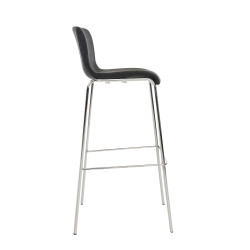 Ensemble de 2 tabourets de bar Hoover, tissu, piètement à 4 pieds, chromés gris foncé