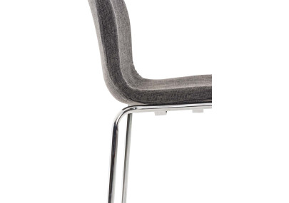 Juego de 2 taburetes de bar Hoover, tapizados en tela, con estructura de 4 patas, cromados, color gris claro