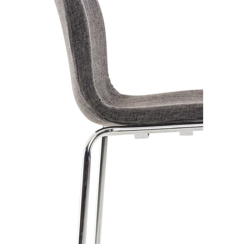 Lot de 2 tabourets de bar Hoover, tissu, piètement à 4 pieds, finition chromée, gris clair