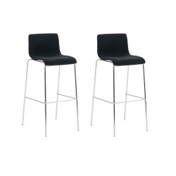 Set di 2 sgabelli da bar Hoover, tessuto, struttura a 4 gambe, cromato/nero