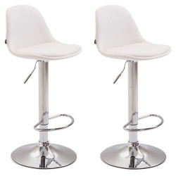 Ensemble de 2 tabourets de bar Kiel, entièrement recouverts de similicuir chromé blanc