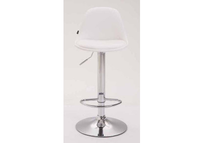 Ensemble de 2 tabourets de bar Kiel, entièrement rembourrés, similicuir, chromés, blancs