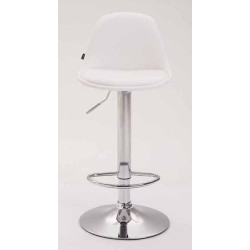 Ensemble de 2 tabourets de bar Kiel, entièrement rembourrés, similicuir, chromés, blancs