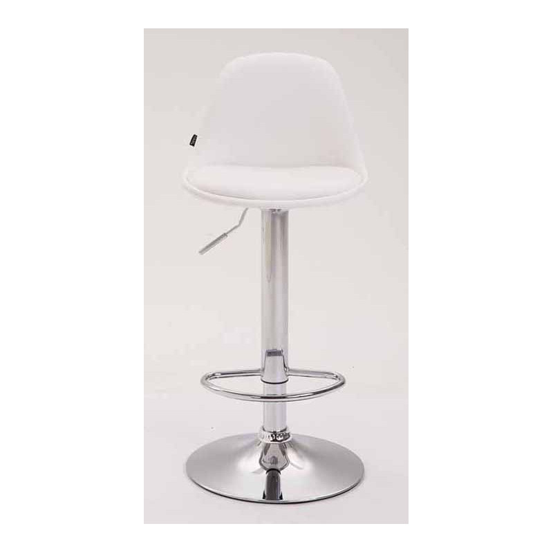 Ensemble de 2 tabourets de bar Kiel, entièrement rembourrés, similicuir, chromés, blancs