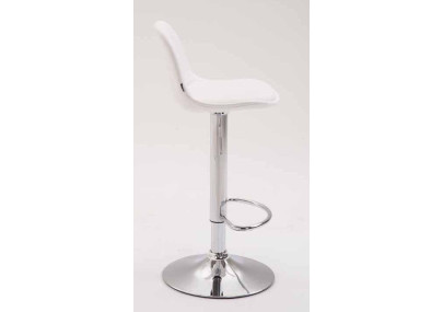 Ensemble de 2 tabourets de bar Kiel, entièrement rembourrés, similicuir, chromés, blancs