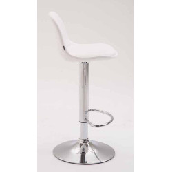 Juego de 2 taburetes de bar Kiel, totalmente tapizados en piel sintética, cromados, blancos