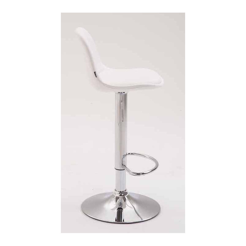 Ensemble de 2 tabourets de bar Kiel, entièrement recouverts de similicuir chromé blanc