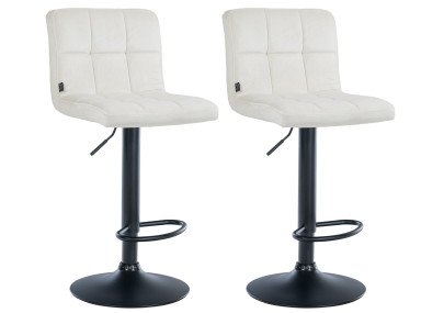 Ensemble de 2 tabourets de bar en velours Pérou, noir et crème