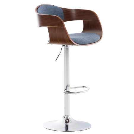 Tabouret de bar Kingston C, tissu noyer/bleu