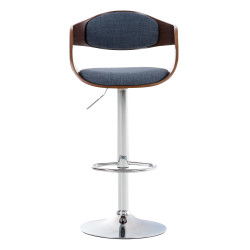 Tabouret de bar Kingston C, tissu noyer/bleu