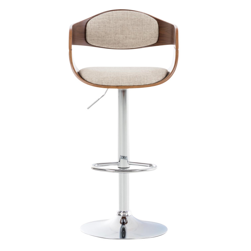 Sgabello da bar Kingston C, tessuto noce/crema