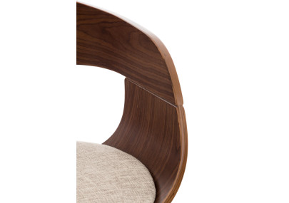 Tabouret de bar Kingston C, tissu noyer/crème