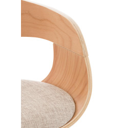 Taburete de bar Kingston C, tapizado en tela natural/crema