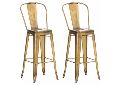 Juego de 2 taburetes de bar Aiden dorados