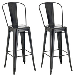 Lot de 2 tabourets de bar Aiden, noirs
