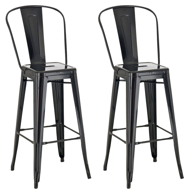 Lot de 2 tabourets de bar Aiden, noirs